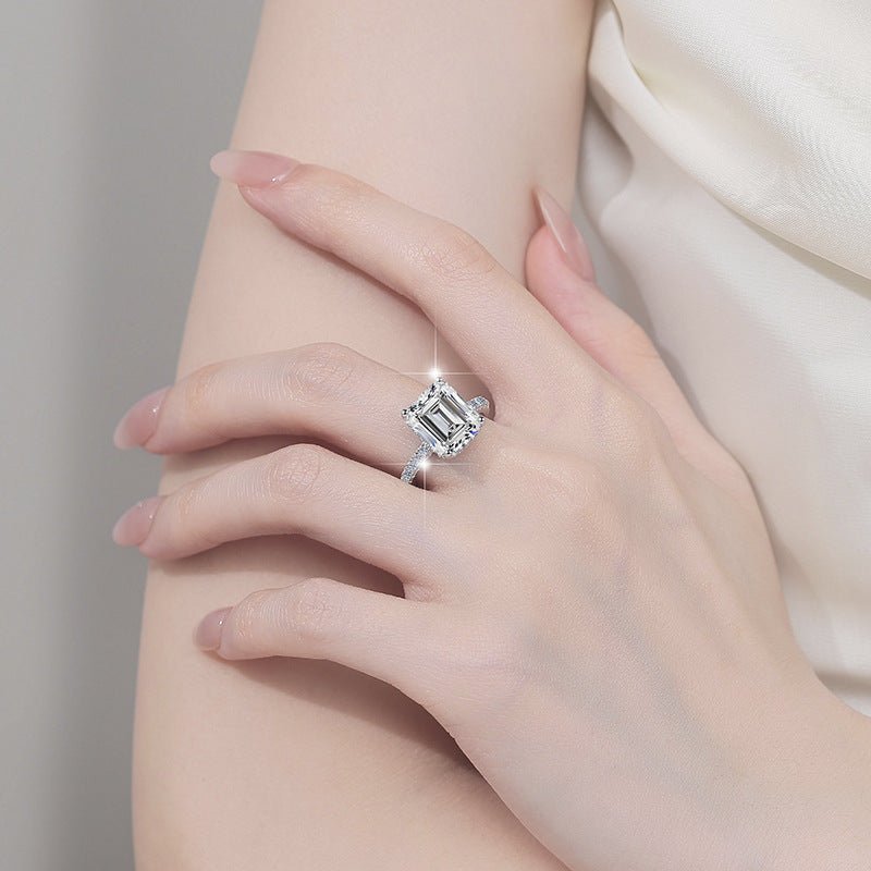 5ct Emerald Cut Hidden Halo Pavé Engagement Ring - Novelle Vow