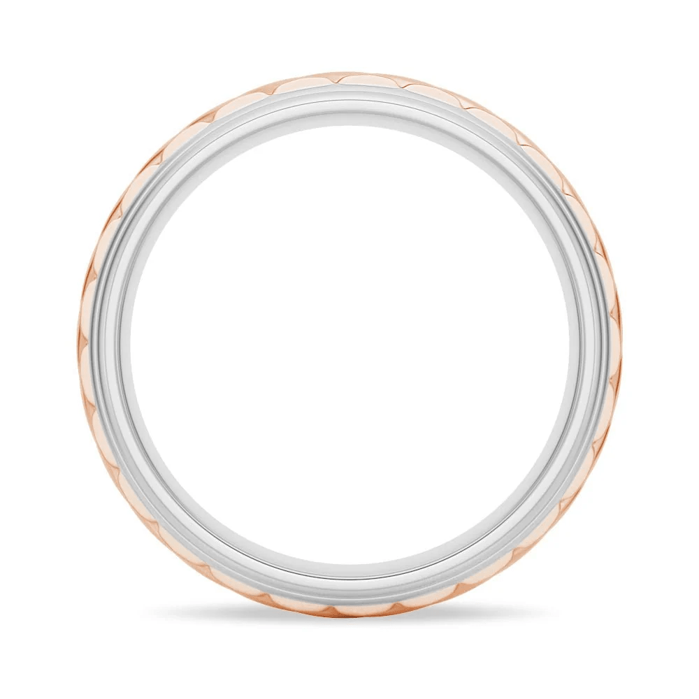 7mm Two-Tone Diagonal Carved Men's Wedding Band - Novelle Vow
