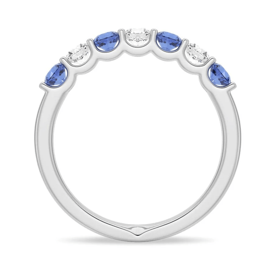 Blue & White Moissanite Alternating Wedding Band - Novelle Vow