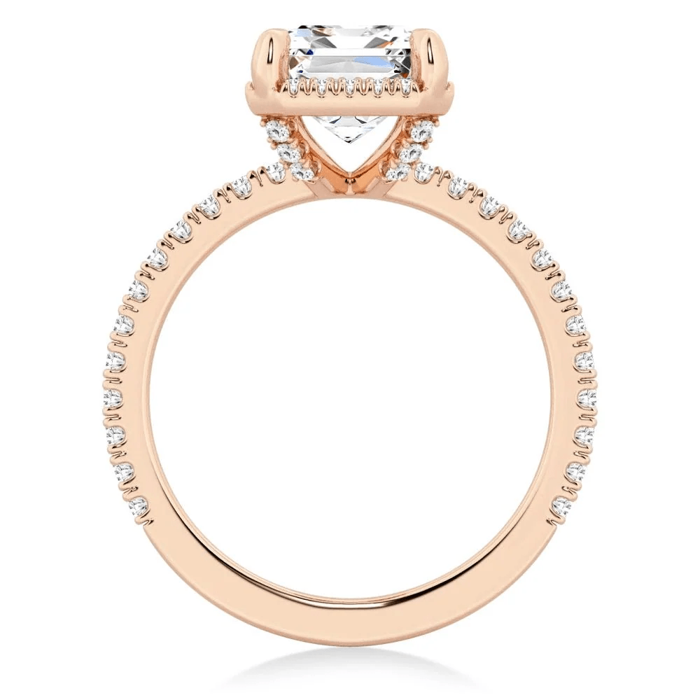 Emerald-Cut Moissanite Engagement Ring with Hidden Halo - Novelle Vow