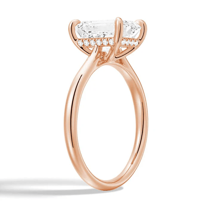 Hidden Halo Emerald Cut Solitaire Moissanite Engagement Ring - Novelle Vow