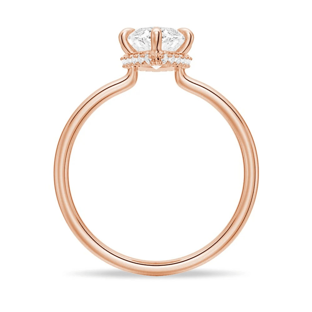 Marquise Hidden Halo Solitaire Moissanite Engagement Ring - Novelle Vow