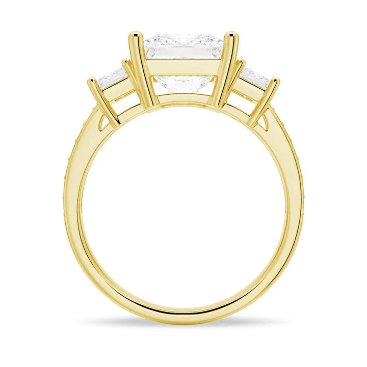 Princess Cut Three Stone Pavé Moissanite Engagement Ring - Novelle Vow