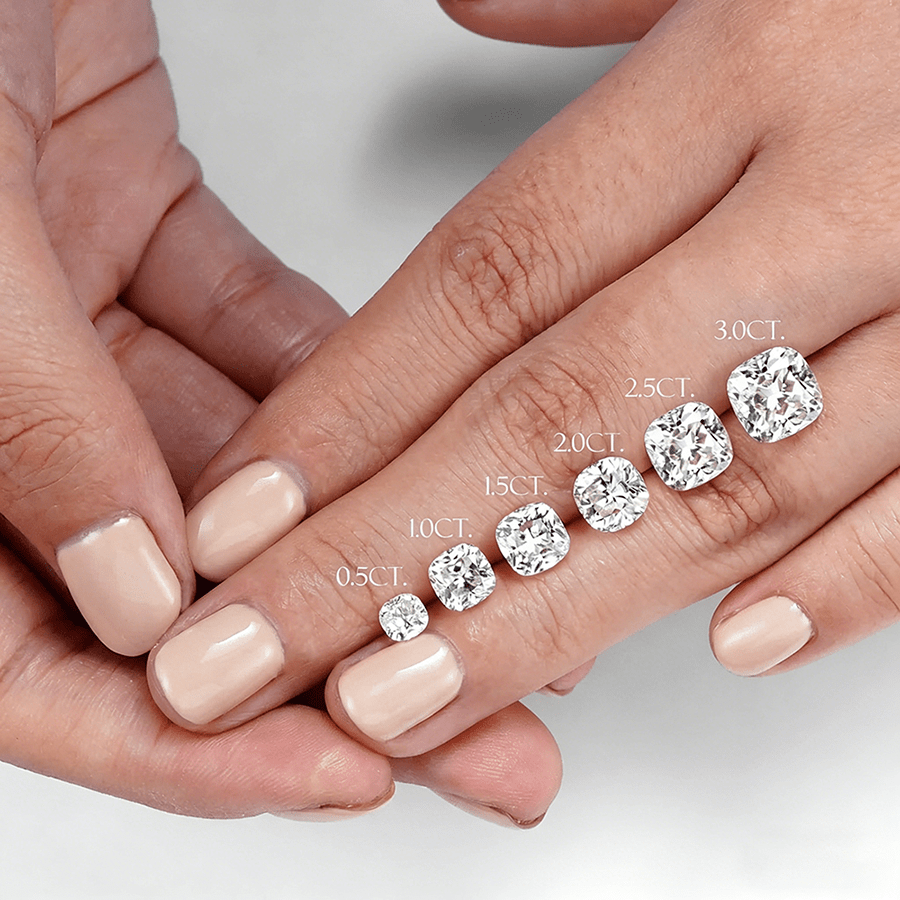 The Eleanor - Lab Grown Cushion Diamond Three Stone Engagement Ring - Novelle Vow