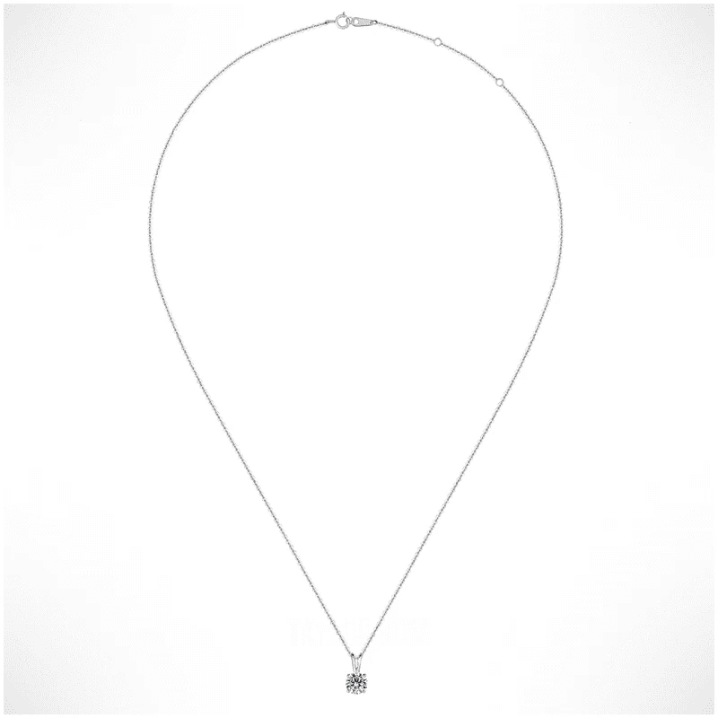 The Luna - Round Moissanite Solitaire Necklace - Novelle Vow