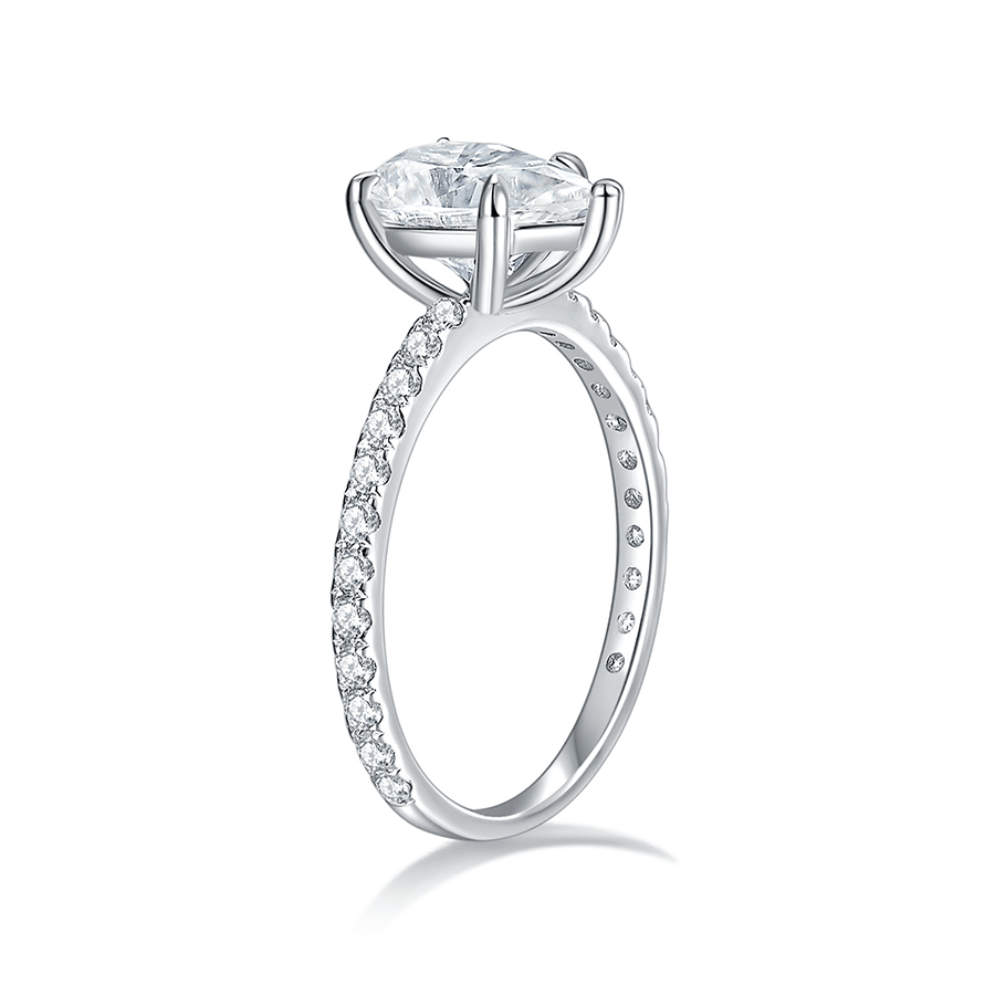 1.86 ctw pear cut moissanite engagement ring with pave band - Novelle Vow