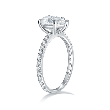 1.86 ctw pear cut moissanite engagement ring with pave band - Novelle Vow