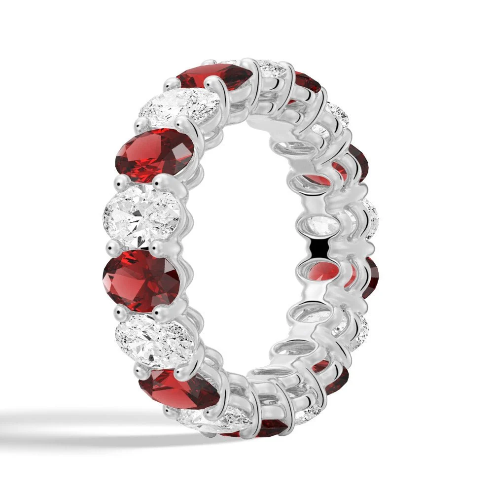 Oval-Cut Gemstone & White Sapphire Band