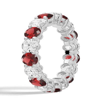 Oval-Cut Gemstone & White Sapphire Band