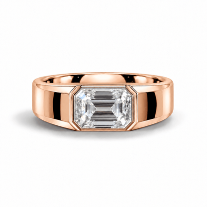 2ct East-West Emerald Cut Moissanite Bezel-Set Men's Engagement Ring - Novelle Vow