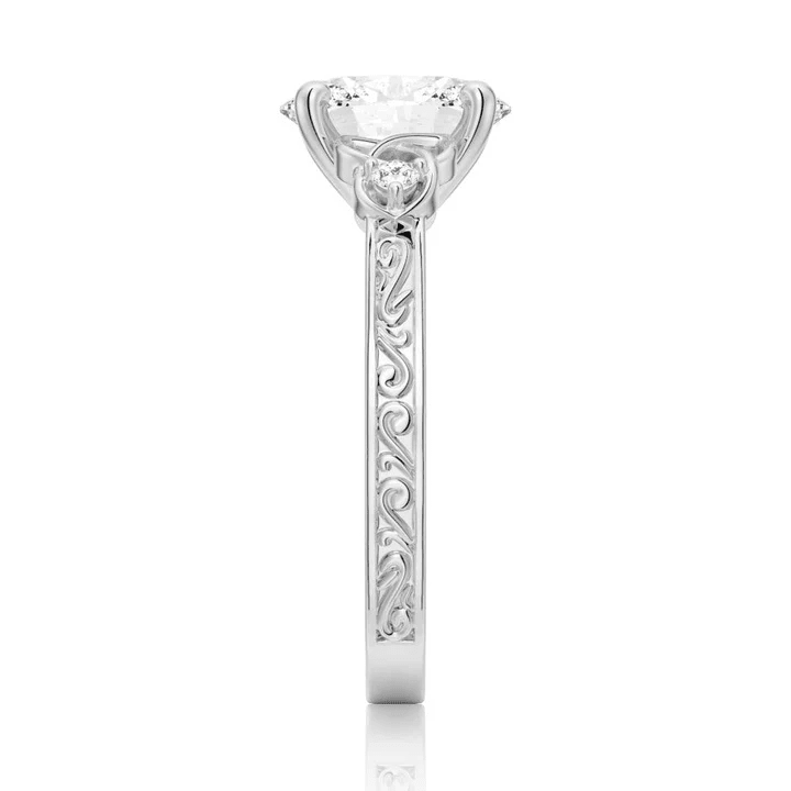 2ct Oval Moissanite Celtic Knot Engagement Ring with Vintage Filigree - Novelle Vow