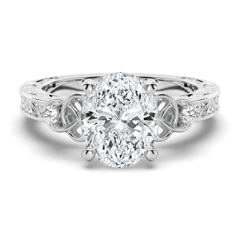 2ct Oval Moissanite Celtic Knot Engagement Ring with Vintage Filigree - Novelle Vow