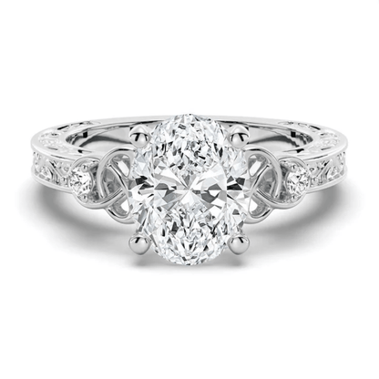 2ct Oval Moissanite Celtic Knot Engagement Ring with Vintage Filigree - Novelle Vow