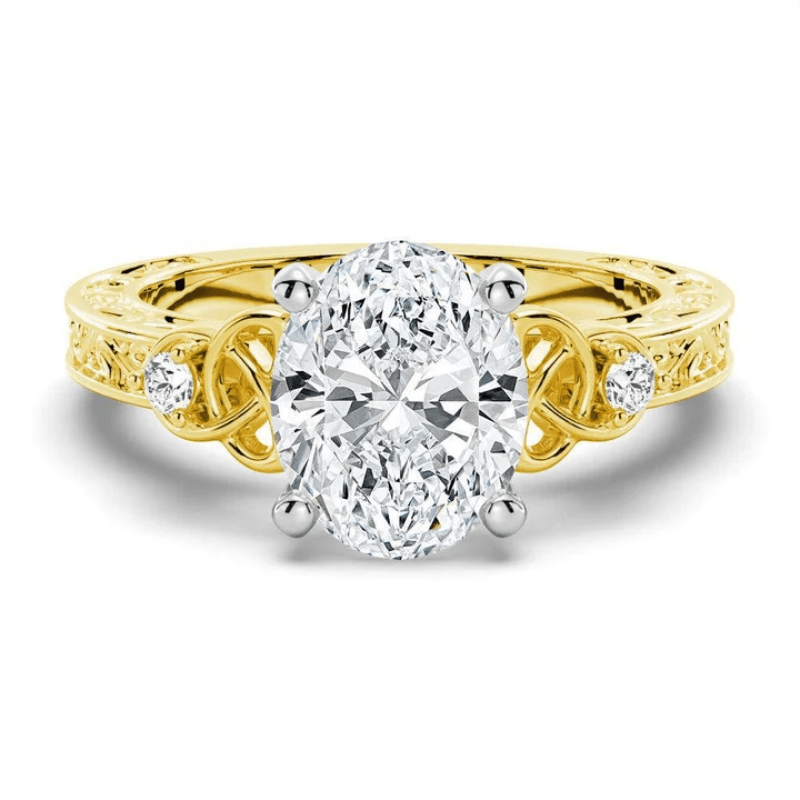 2ct Oval Moissanite Celtic Knot Engagement Ring with Vintage Filigree - Novelle Vow