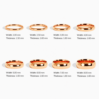 2mm–8mm Classic High-Polish Dome Wedding Band - Novelle Vow