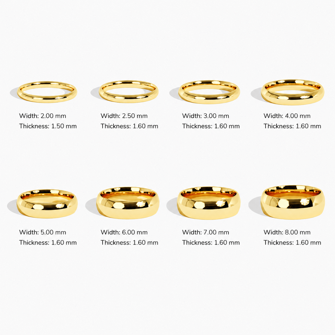 2mm–8mm Classic High-Polish Dome Wedding Band - Novelle Vow