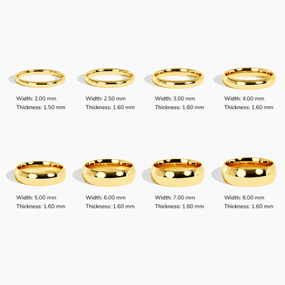 2mm–8mm Classic High-Polish Dome Wedding Band - Novelle Vow