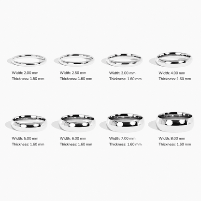 2mm–8mm Classic High-Polish Dome Wedding Band - Novelle Vow