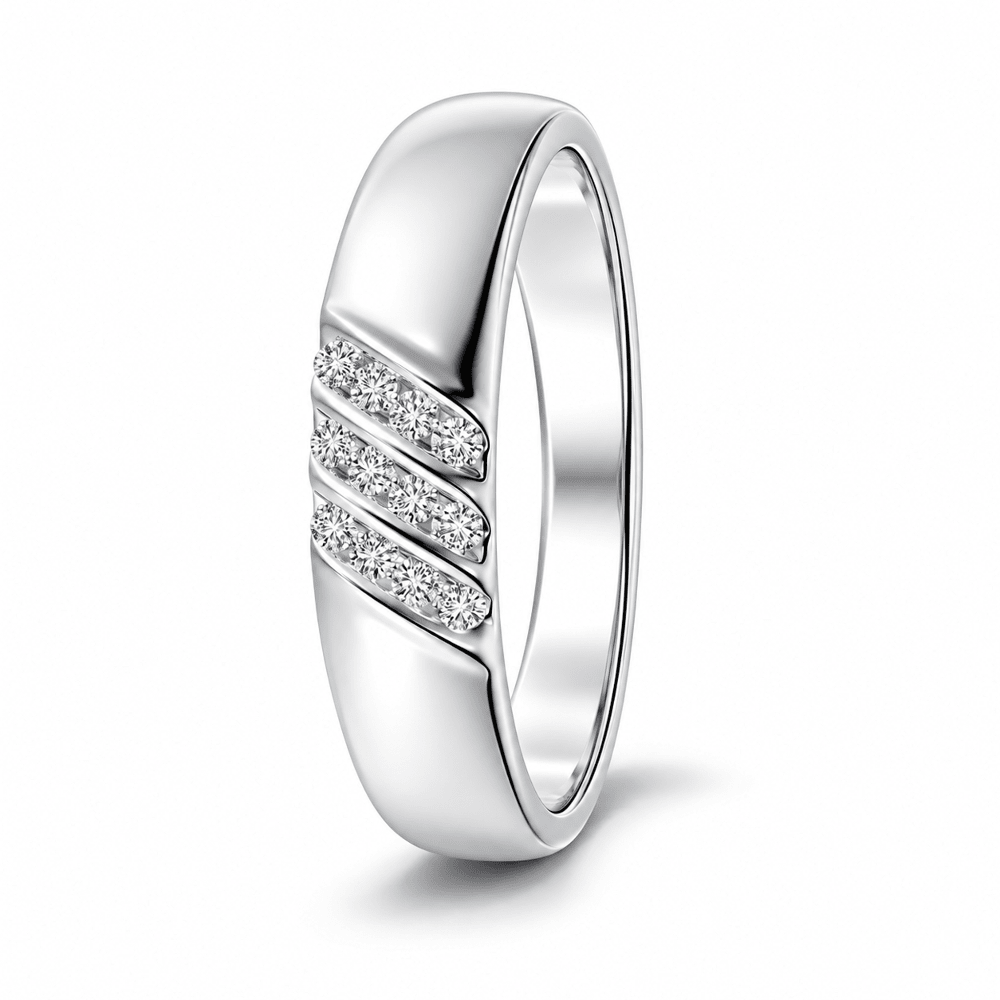 3.5mm Diagonal Channel-Set Moissanite Men's Wedding Band - Novelle Vow