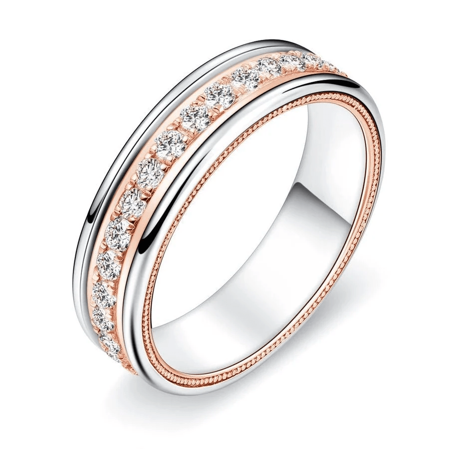 5.6mm Two-Tone Round-Cut Moissanite Men's Wedding Band - Novelle Vow