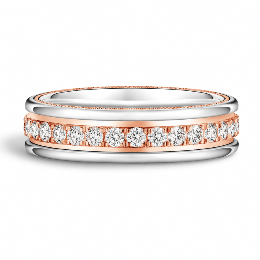 5.6mm Two-Tone Round-Cut Moissanite Men's Wedding Band - Novelle Vow