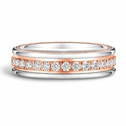 5.6mm Two-Tone Round-Cut Moissanite Men's Wedding Band - Novelle Vow