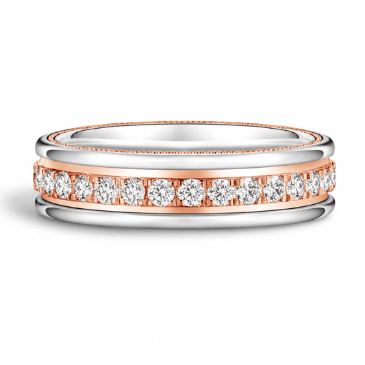 5.6mm Two-Tone Round-Cut Moissanite Men's Wedding Band - Novelle Vow