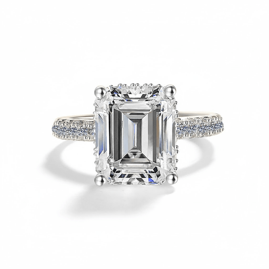 5ct Emerald Cut Hidden Halo Pavé Engagement Ring - Novelle Vow