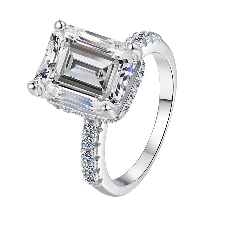 5ct Emerald Cut Hidden Halo Pavé Engagement Ring - Novelle Vow