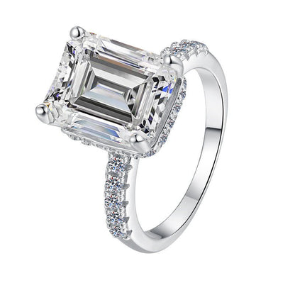 5ct Emerald Cut Hidden Halo Pavé Engagement Ring - Novelle Vow