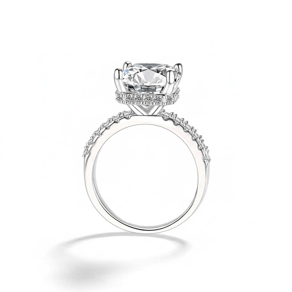 5ct Emerald Cut Hidden Halo Pavé Engagement Ring - Novelle Vow