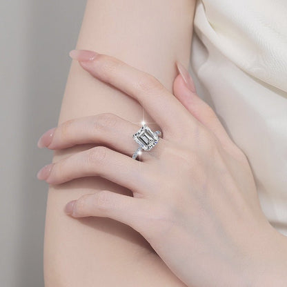 5ct Emerald Cut Hidden Halo Pavé Engagement Ring - Novelle Vow