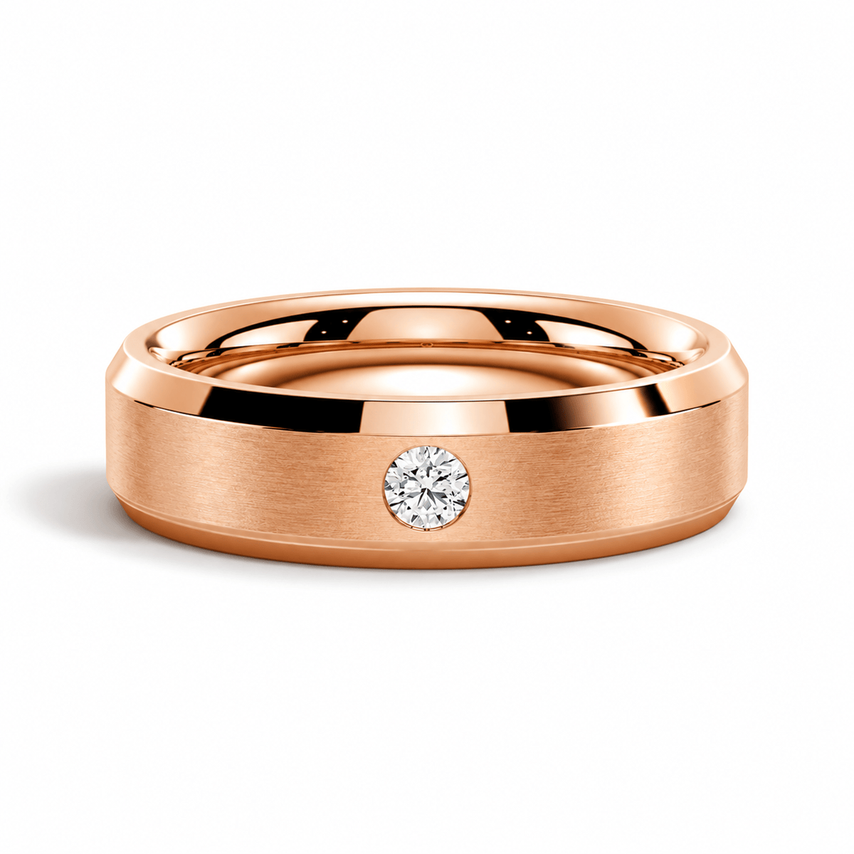 6mm Brushed Flush-Set Moissanite Men's Wedding Band - Novelle Vow