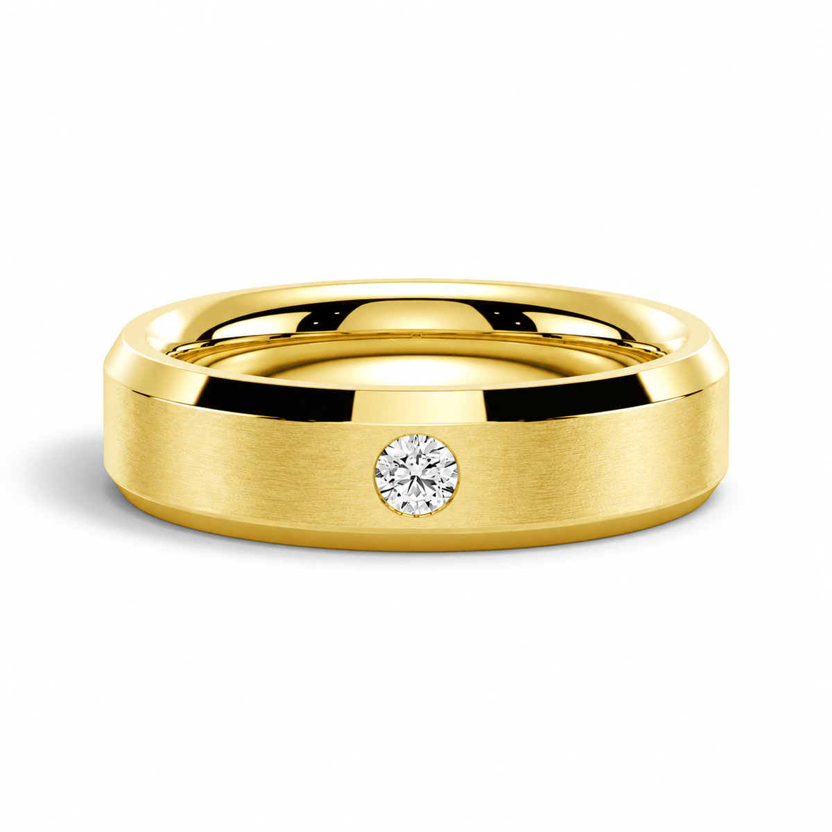 6mm Brushed Flush-Set Moissanite Men's Wedding Band - Novelle Vow