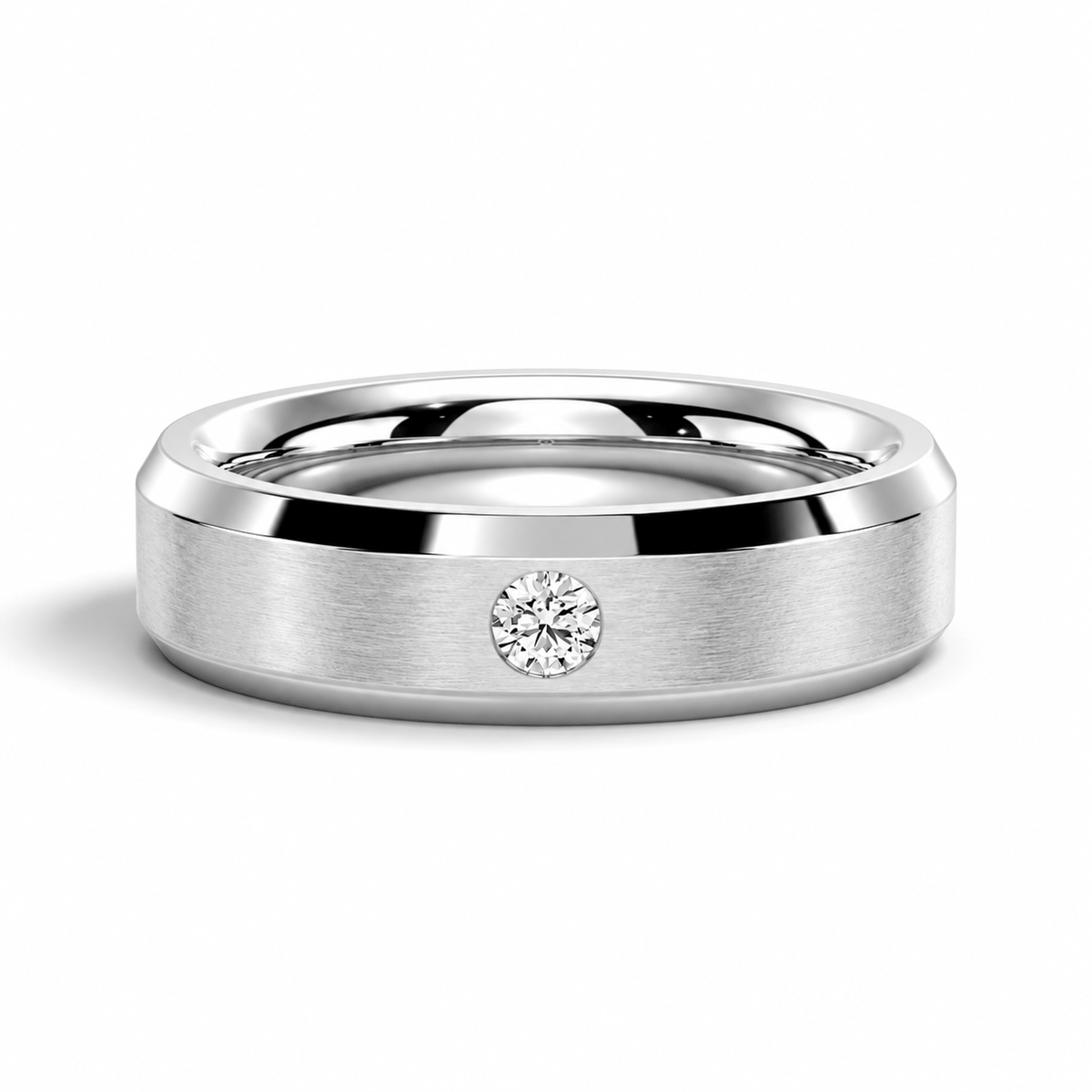 6mm Brushed Flush-Set Moissanite Men's Wedding Band - Novelle Vow
