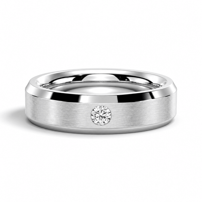 6mm Brushed Flush-Set Moissanite Men's Wedding Band - Novelle Vow