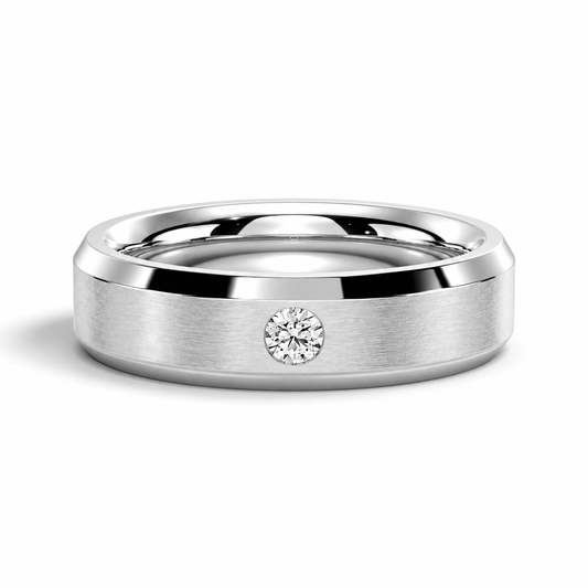 6mm Brushed Flush-Set Moissanite Men's Wedding Band - Novelle Vow