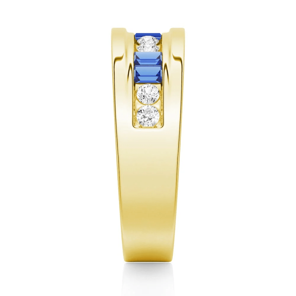 7.5mm Sapphire and Moissanite Men's Wedding Band - Novelle Vow