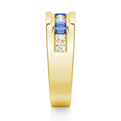 7.5mm Sapphire and Moissanite Men's Wedding Band - Novelle Vow