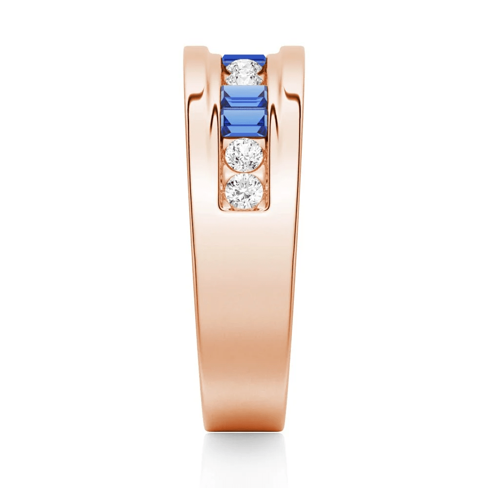 7.5mm Sapphire and Moissanite Men's Wedding Band - Novelle Vow