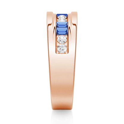 7.5mm Sapphire and Moissanite Men's Wedding Band - Novelle Vow