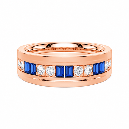 7.5mm Sapphire and Moissanite Men's Wedding Band - Novelle Vow