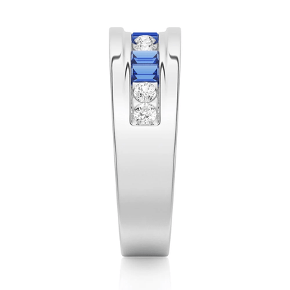 7.5mm Sapphire and Moissanite Men's Wedding Band - Novelle Vow