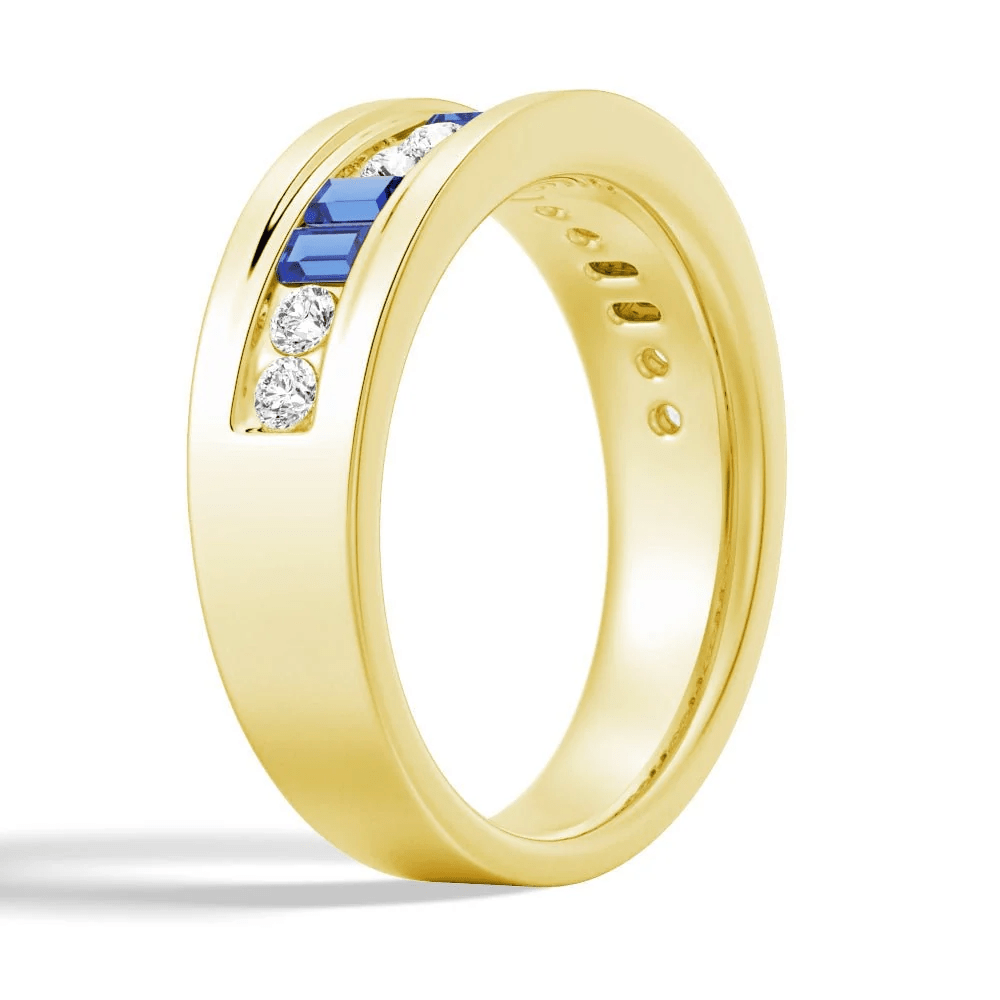 7.5mm Sapphire and Moissanite Men's Wedding Band - Novelle Vow
