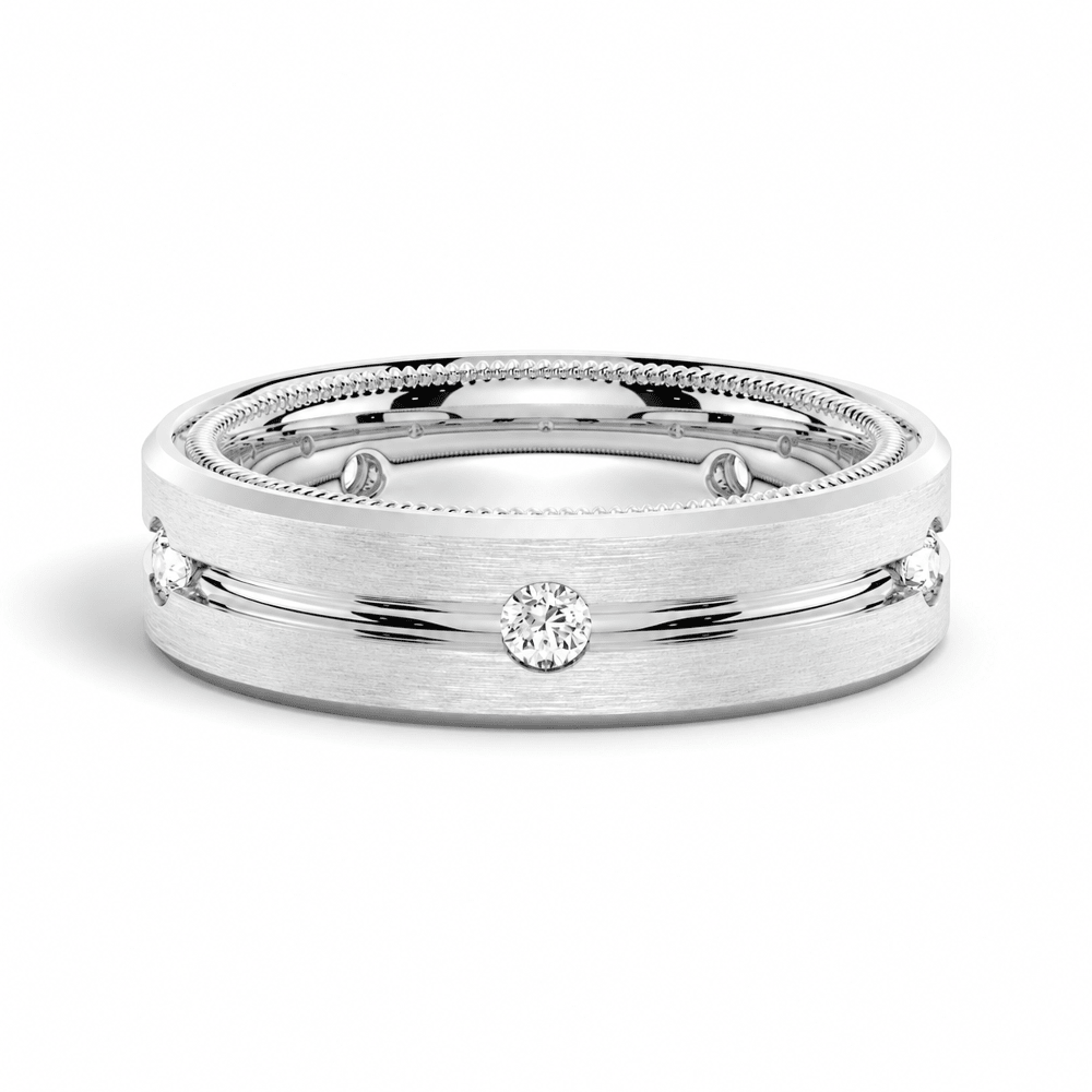 7.5mm Two-Tone Matte Finish Moissanite Men's Wedding Band - Novelle Vow