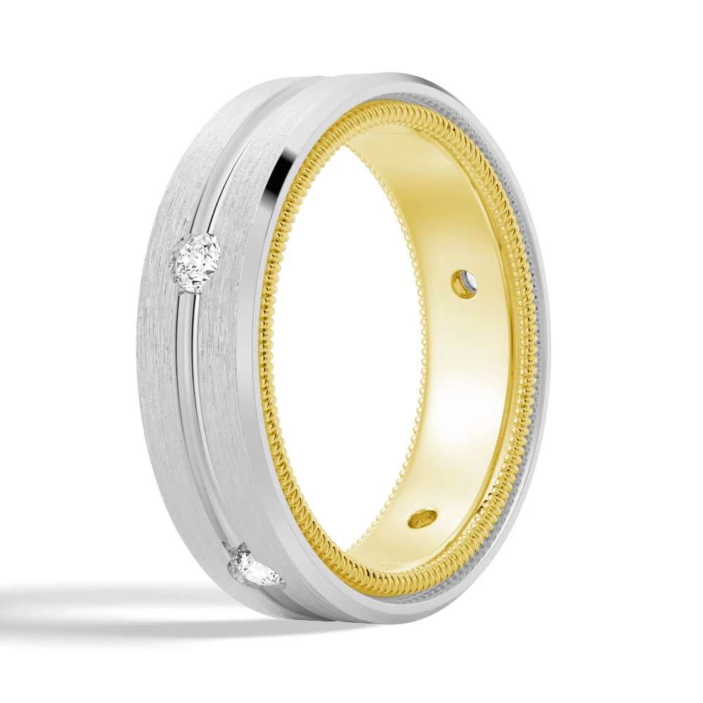 7.5mm Two-Tone Matte Finish Moissanite Men's Wedding Band - Novelle Vow