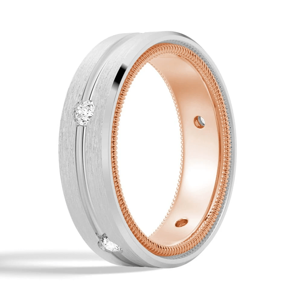 7.5mm Two-Tone Matte Finish Moissanite Men's Wedding Band - Novelle Vow