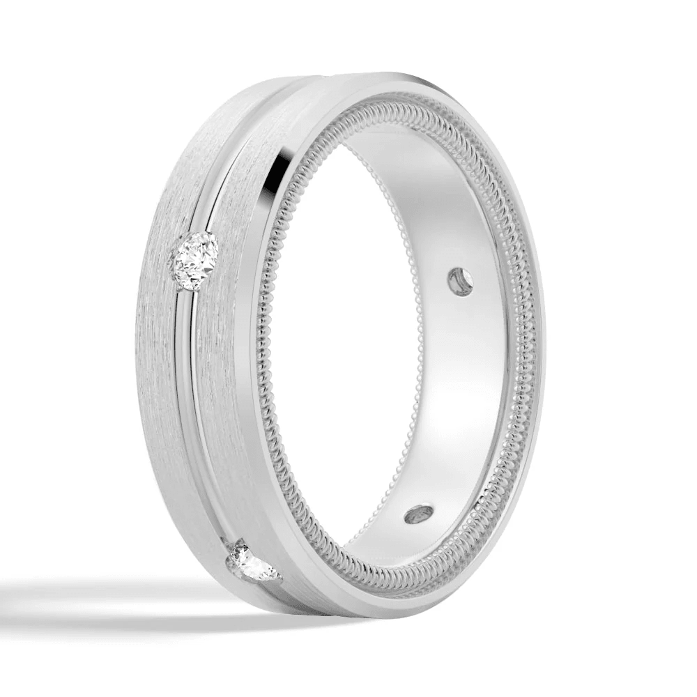7.5mm Two-Tone Matte Finish Moissanite Men's Wedding Band - Novelle Vow