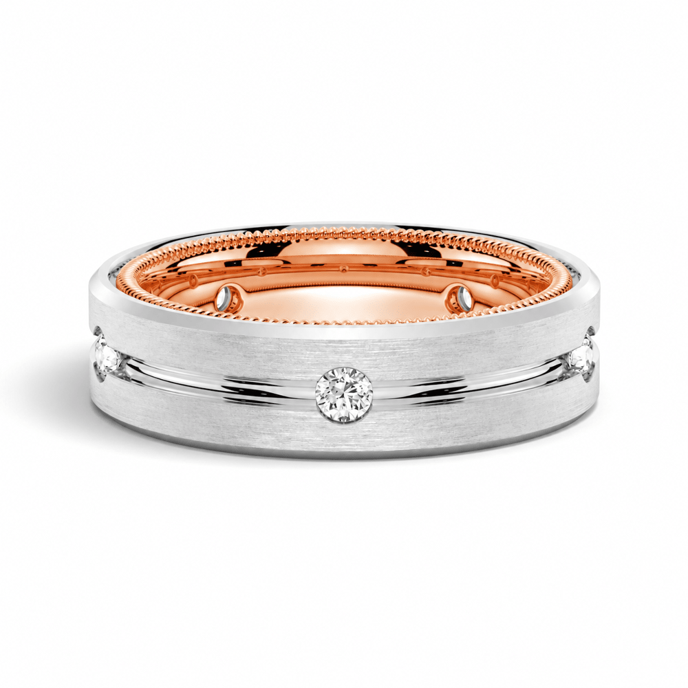 7.5mm Two-Tone Matte Finish Moissanite Men's Wedding Band - Novelle Vow