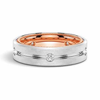 7.5mm Two-Tone Matte Finish Moissanite Men's Wedding Band - Novelle Vow